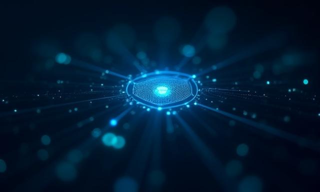 Abstract digital data representation with blue tones